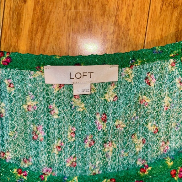 LOFT Floral Stretchy Long Sleeve Shirt, Kelly Green - Picture 3 of 6